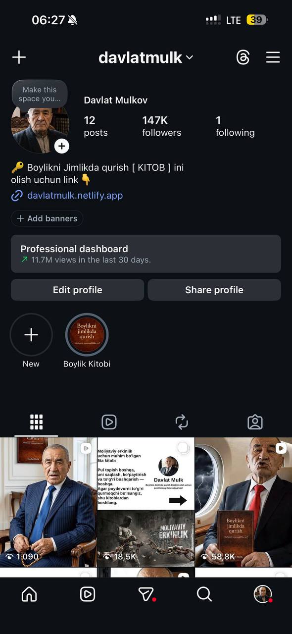 Davlatmulk Instagram profile analytics